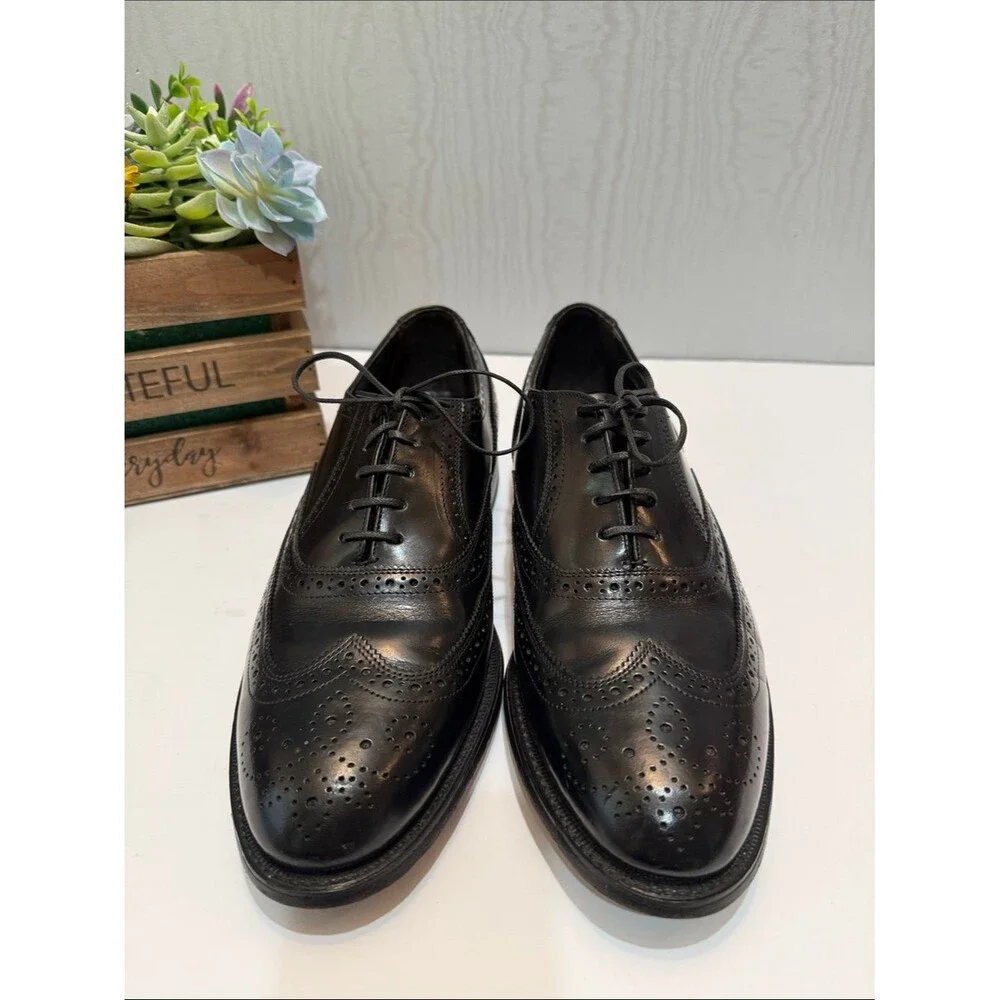 Vintage Hanover Master-Flex Black All Leather Wingtip Oxfords USA Sz 12 E/C